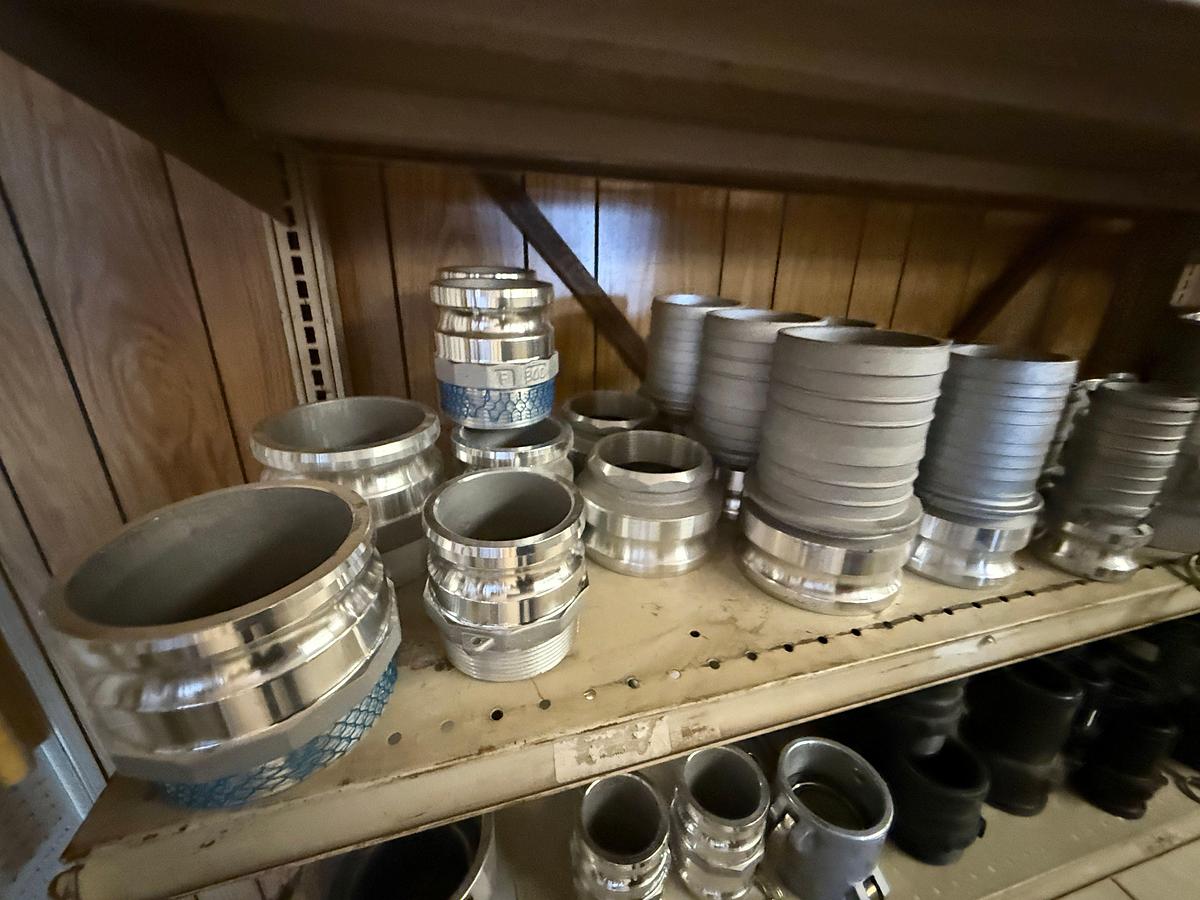 Used 3RD SHELF W/ (30+) 2” THRU 4” ALUM CAMLOCK FITTINGS