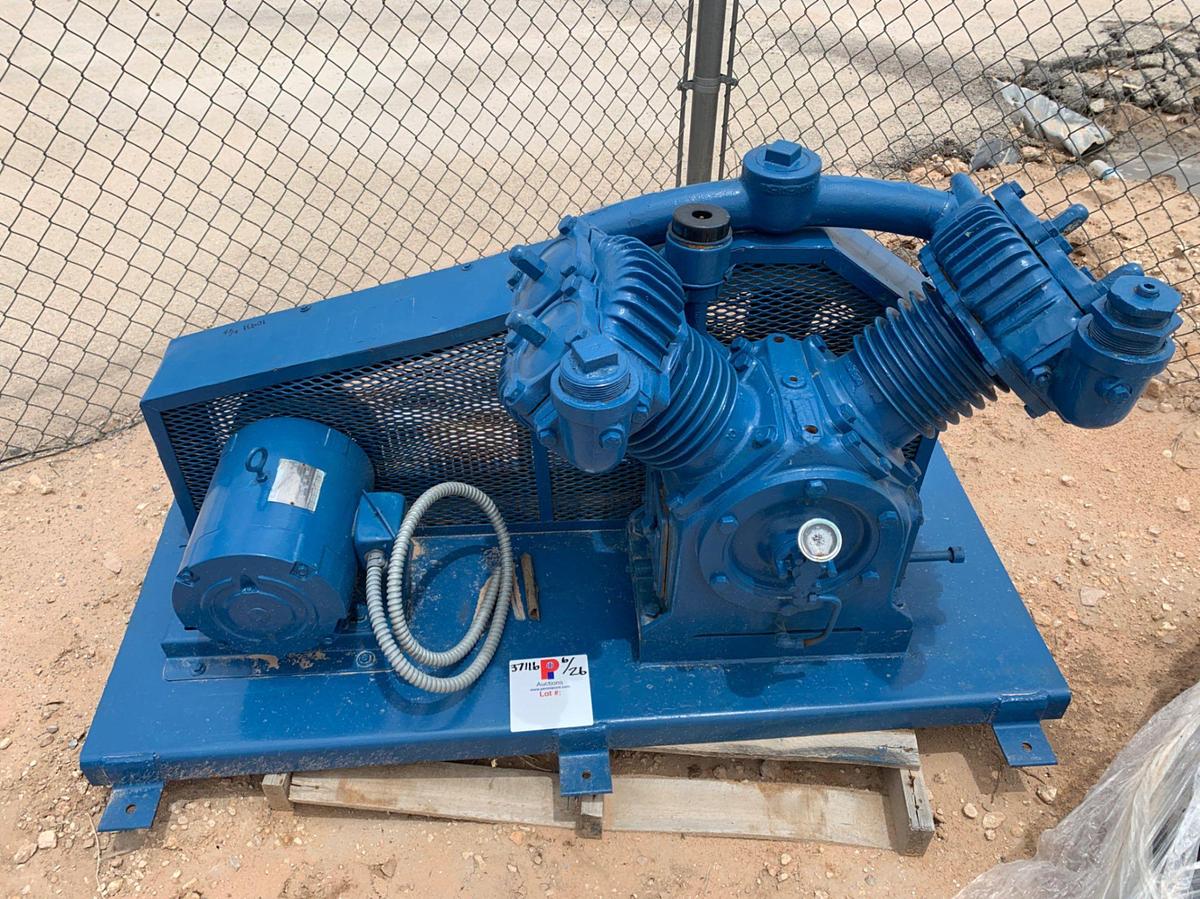 Used 2 Cyl. AIR COMPRESSOR p/b: MARATHON 3 Phase Electric Motor