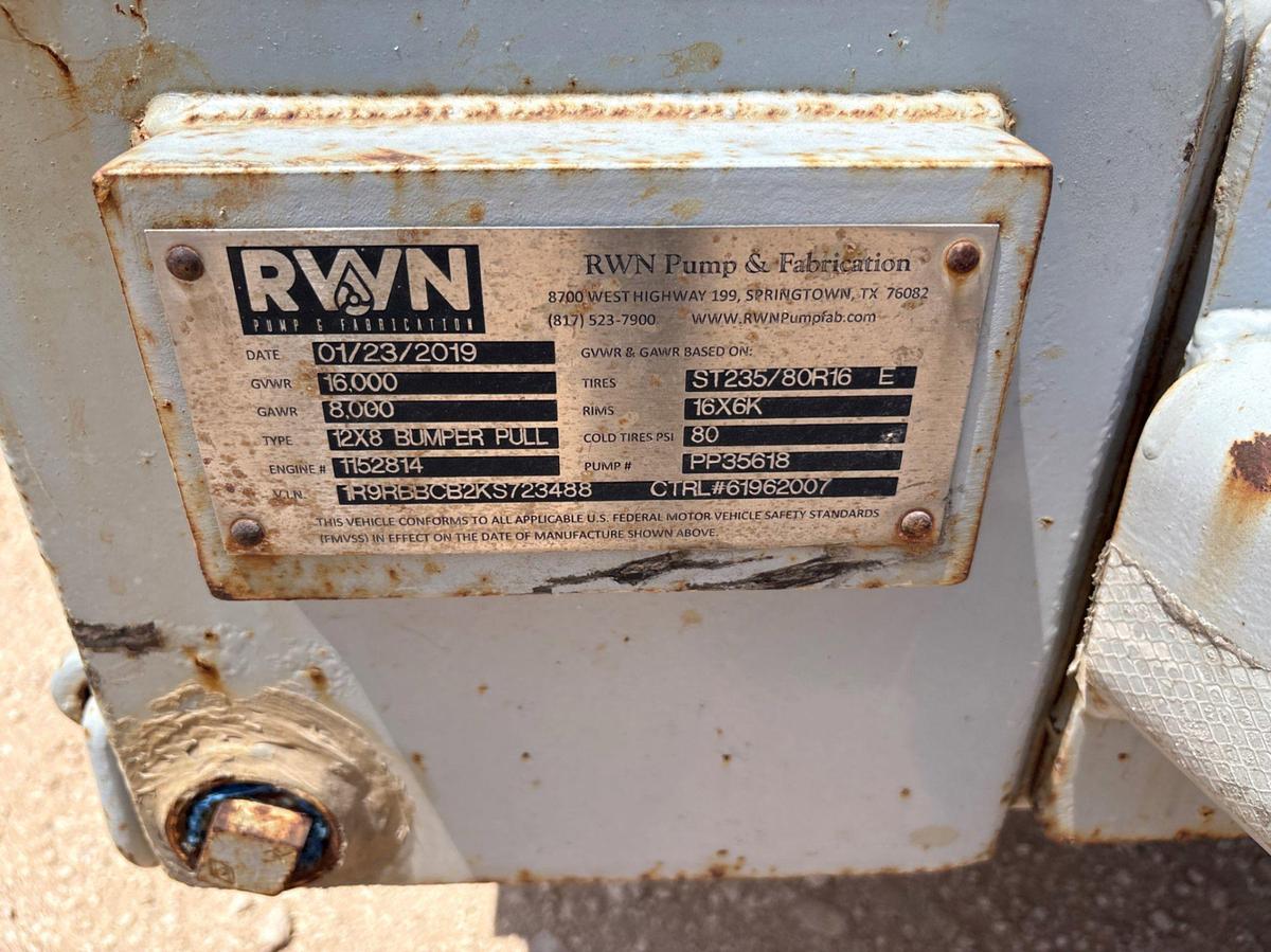 Used 2019 RWN PUMP & FABRICATION PIONEER VS-12 X 8 X 22 WATER TRANSFER PUMP TRAILER