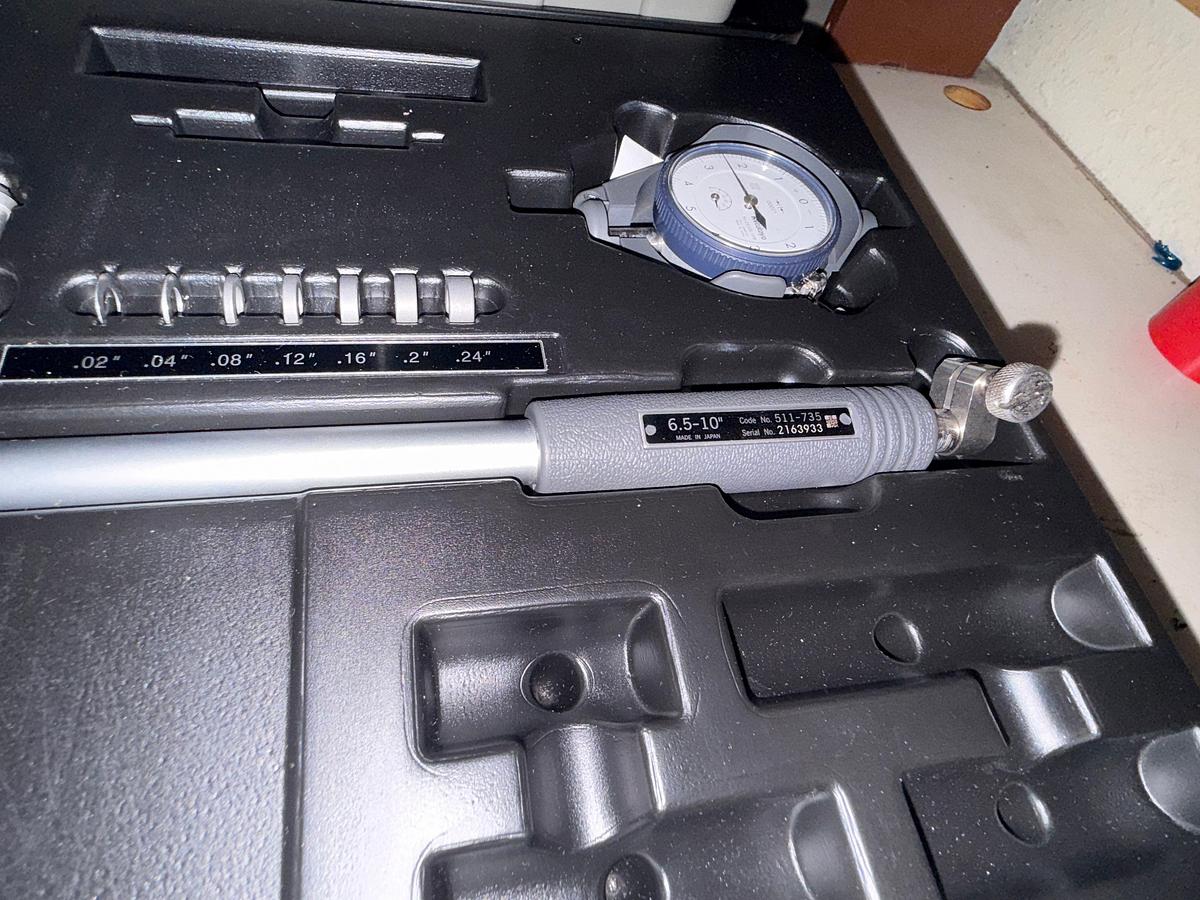 Used SECTION W/(4) MITUTOYO 2” THRU 10” DEPTH GAUGES, (1) MITUTOYO 12-18” OD MICROMETER, & (2) DUROMETER GUAGES