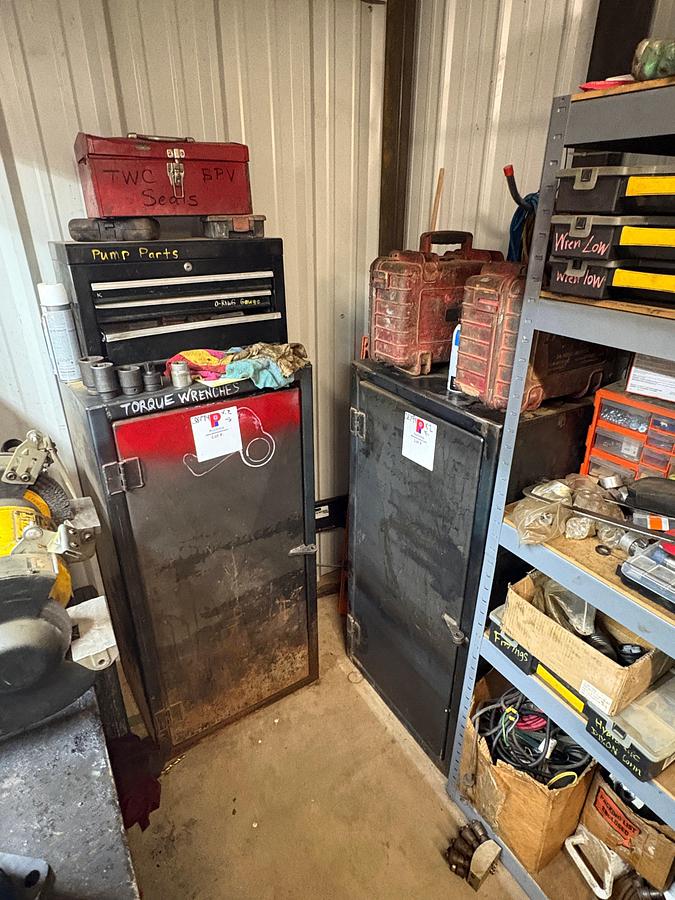 Used (2) 2’ x 16” x 4’ supply cabinets w/ contents