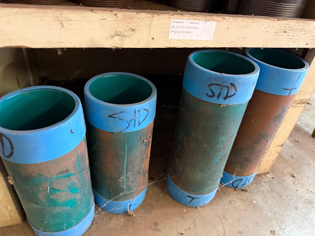Used SECTION OF (100+) MOSTLY SCH-40 2” THRU 4” PIPE NIPPLES SOME HEAVY WALL