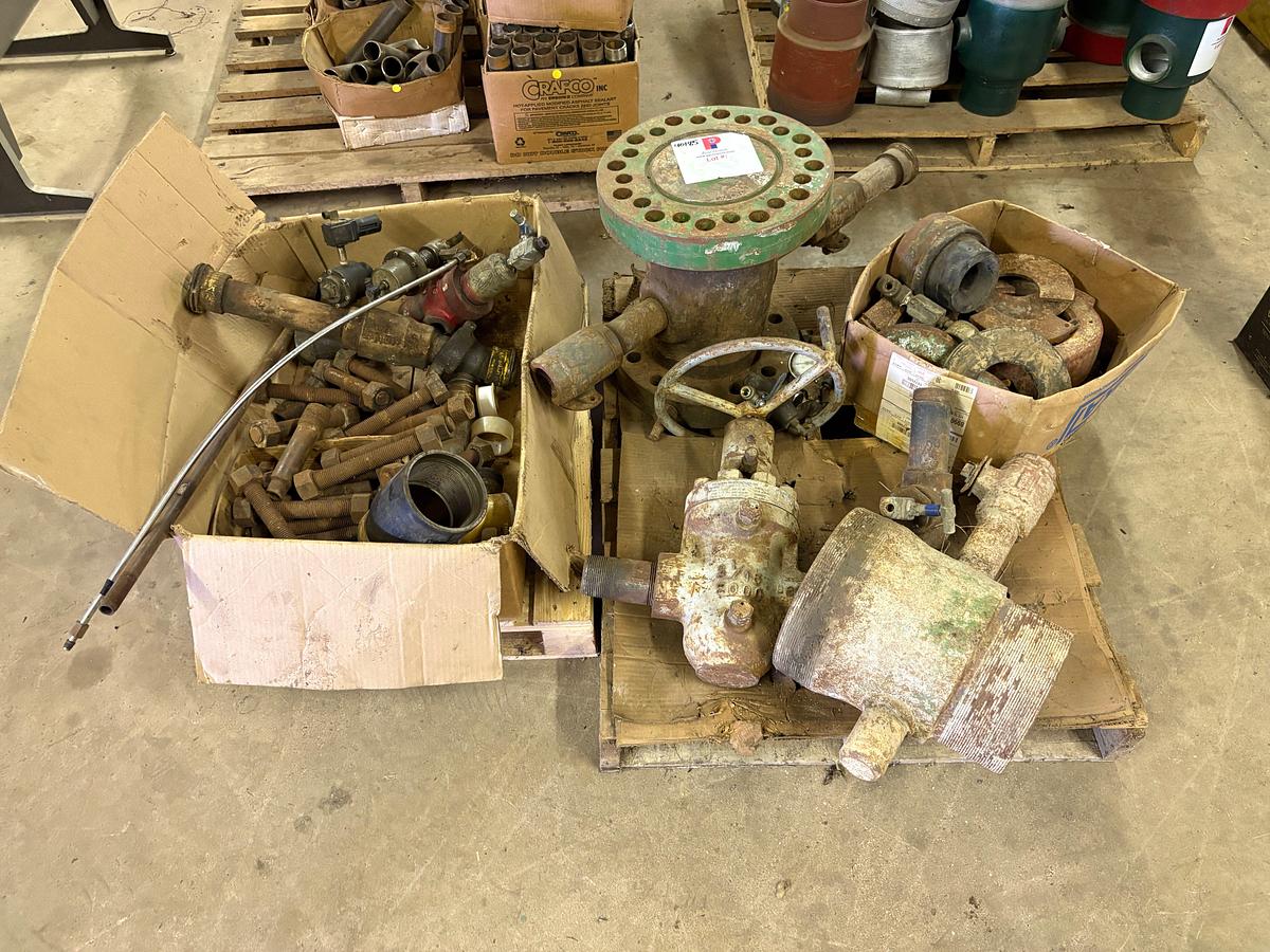 Used (2 pallets) w/ wellhead flange, Larkin stripper head body, (150+) 2” pipe nipples, etc.