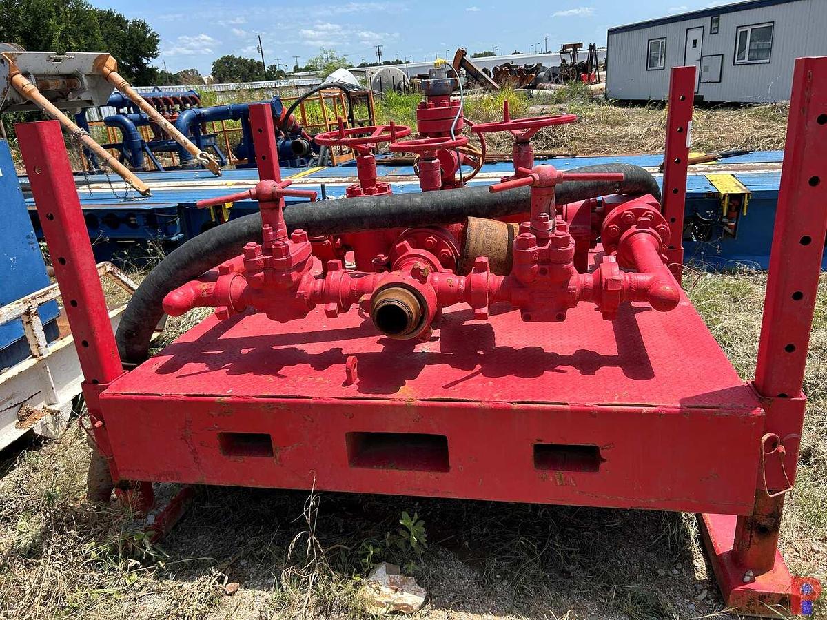 Used HORN EQUIPMENT (6) VALVE 3-1/8" X 5K PSI CHOKE MANIFOLD, SKIDDED
