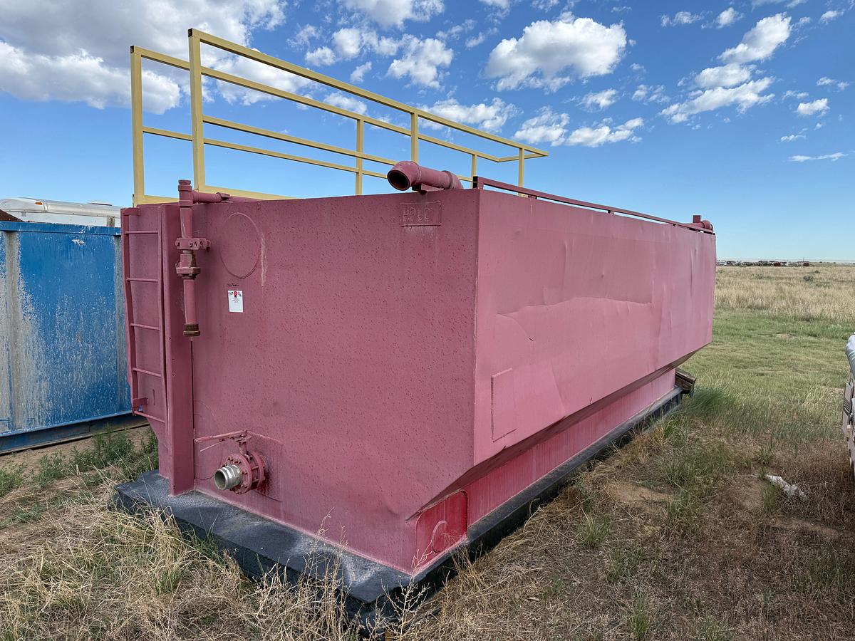 Used 17.6’L x 9.6’W x 6’H REVERSE PIT TANK W/ CATWALK, HANDRAILS, & GAS BUSTER