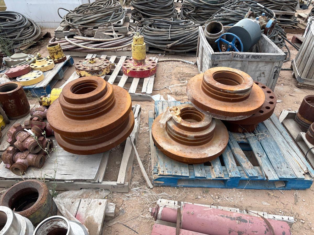 Used (11 pallets) of assorted casing hangers, weco flanges, DSA, stud bolts, etc
