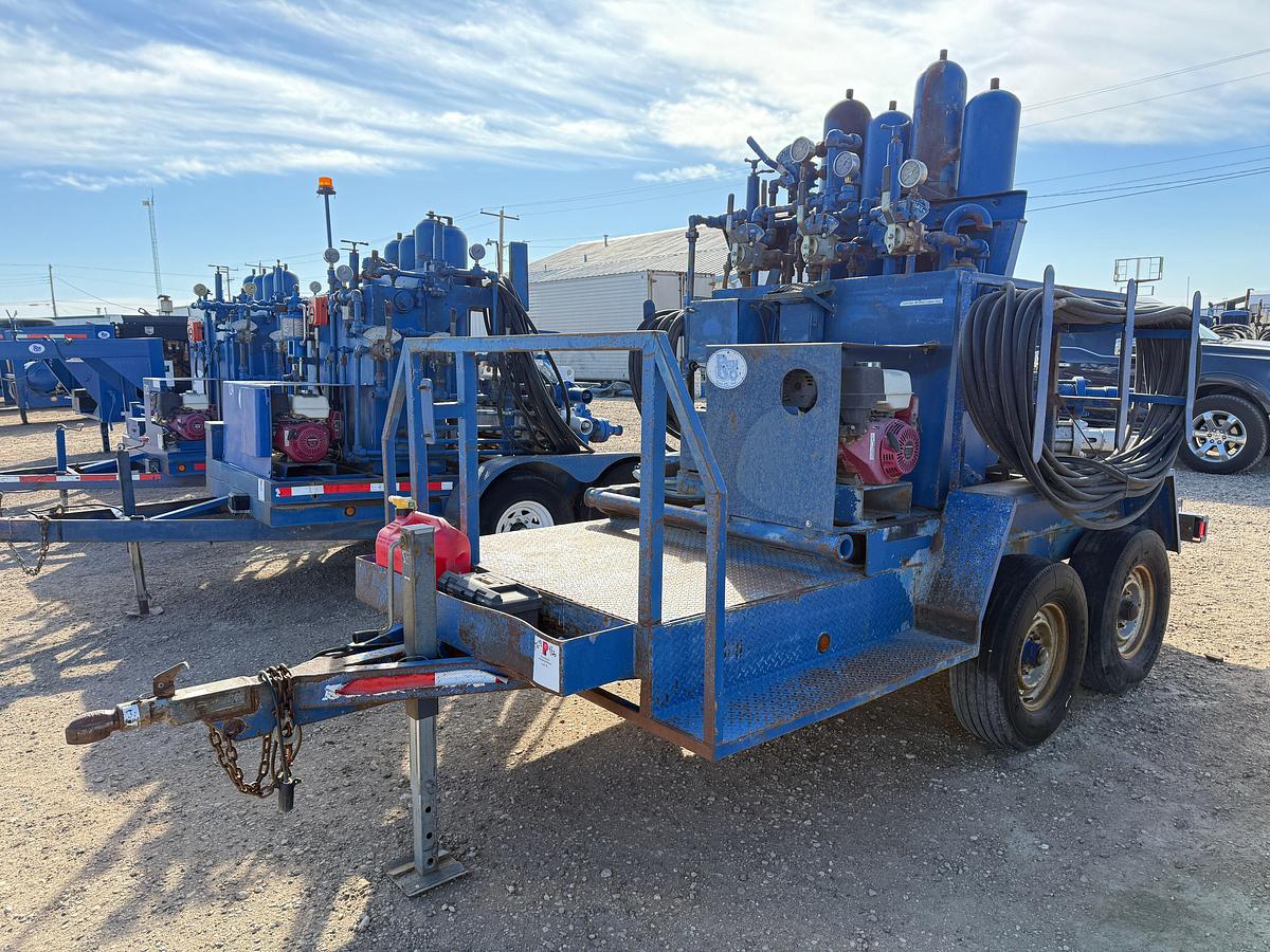 Used 7-1/16 REEDY 5M 2-3/8 HYD BOP 3-STATION KOOMEY MTD ON 2002 OBRI T/A BP ACCUMULATOR CLOSING UNIT TRAILER