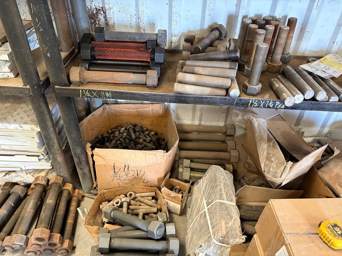 Used Lot of assorted stud bolts & nuts, 3/4” x 5-1/12” to 1-1/2” x 7-1/4” sizes