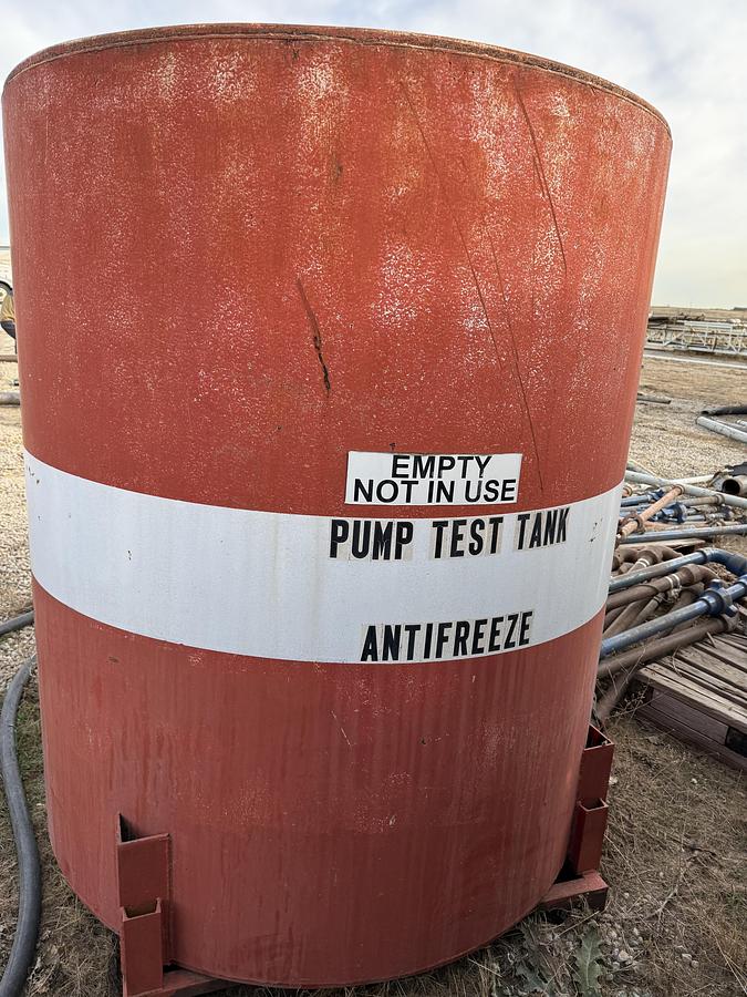 Used 64” DIA. X 73” L STEEL FLUID TANK ON SKID