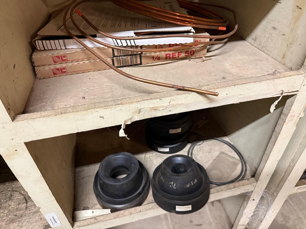 Used SECTION OF (50+)1/4” THRU 3/8” FIST GRIP U-BOLT CLAMPS, CHAIN HOOKS & BINDERS, SOME VICTAULIC COUPLINGS, ROD STRIPPER RUBBERS