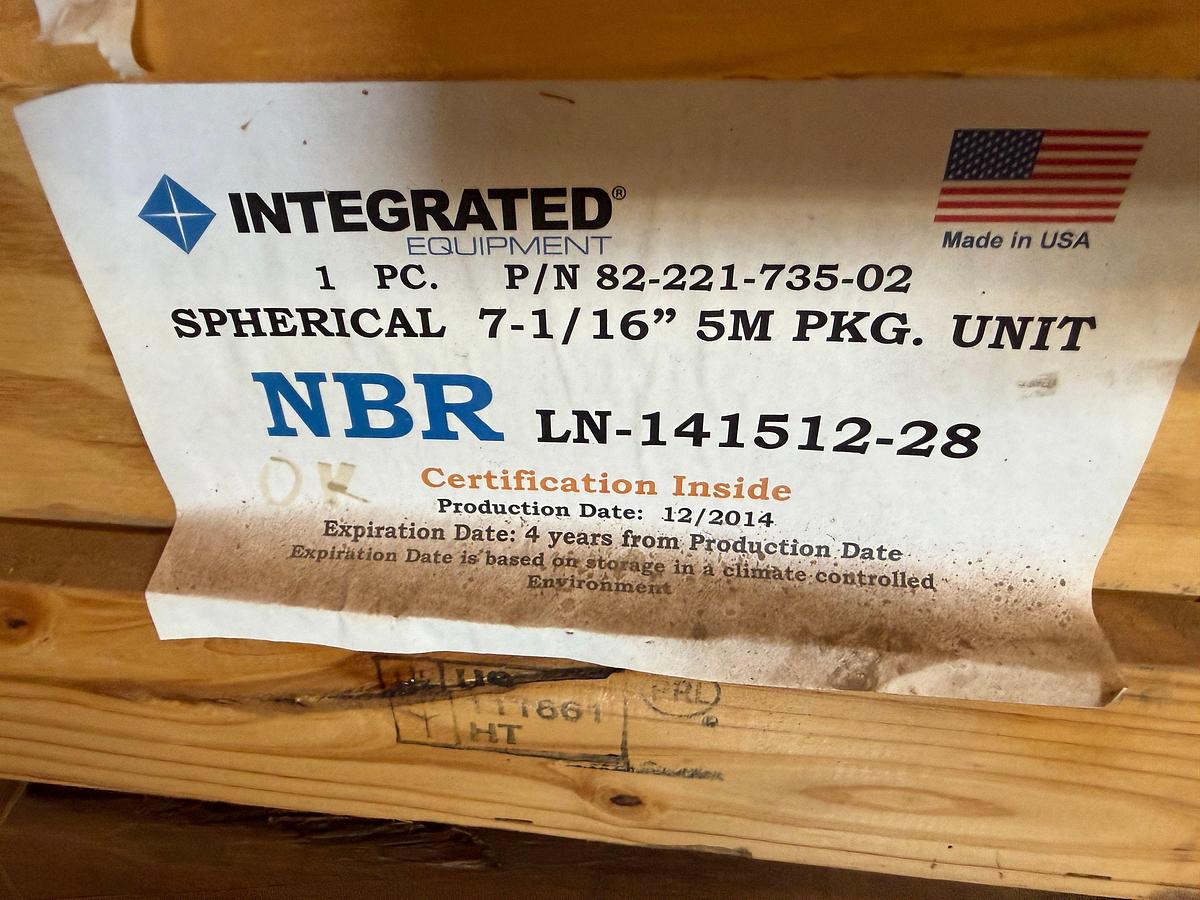 Used (3 X $) UNUSED NBR SPHERICAL 7-1/16” X 5M PKG. UNIT RUBBER ANNULAR ELEMENT