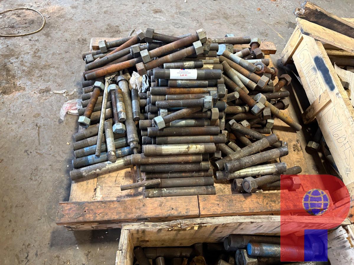 Used (4 CRATES) ASSORTED SIZE STUD BOLTS & NUTS, RANGE: 1-1/2” TO 2-1/2”