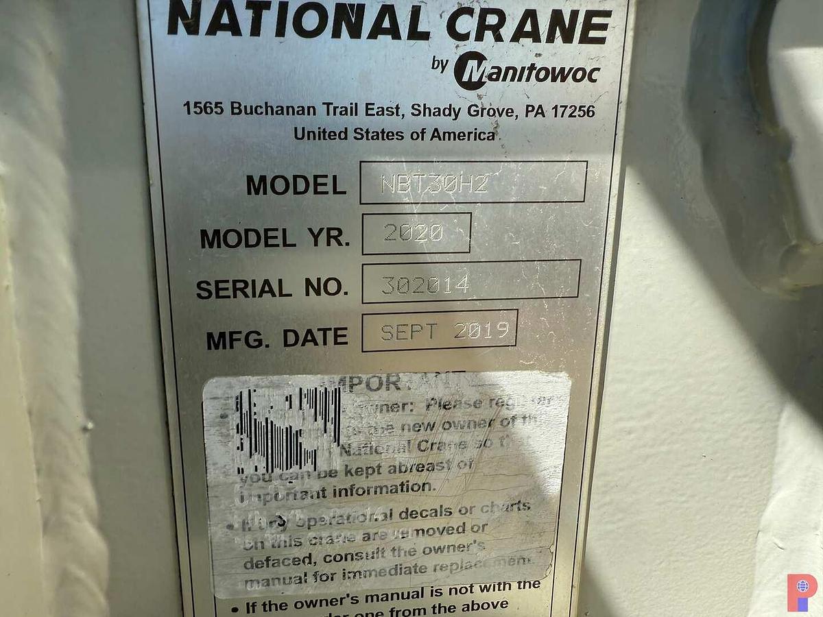 Used 2019 NATIONAL NBT30H-2 30 TON T/A CRANE TRUCK ON  2019 PETERBILT 367
