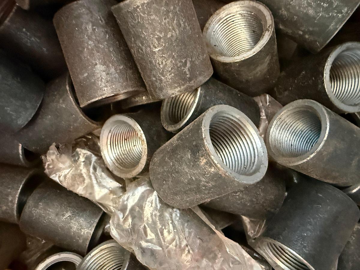 Used BUCKET W/ (150+) 1” STEEL PIPE COLLARS