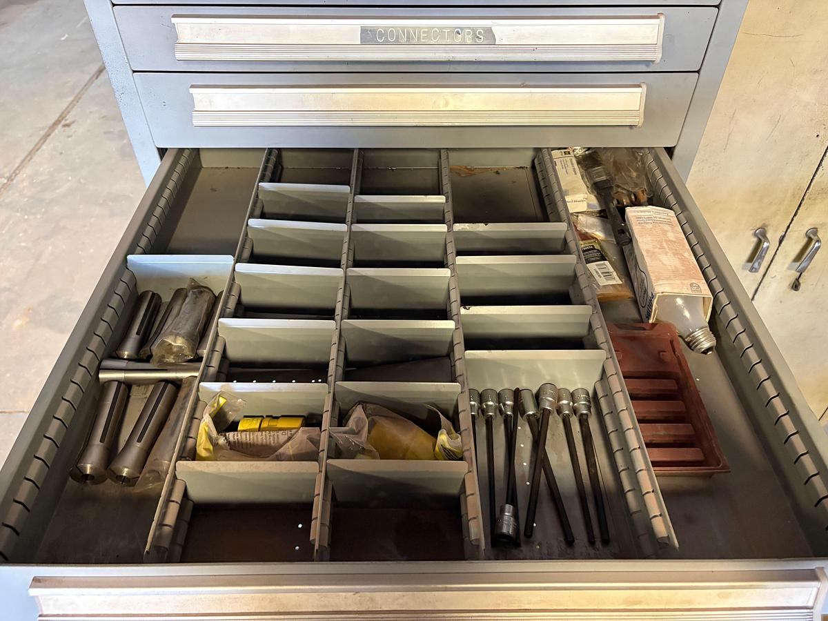 Used Lyon MS-II safety link 12-drawer rolling toolbox w/ assorted machine shop tools