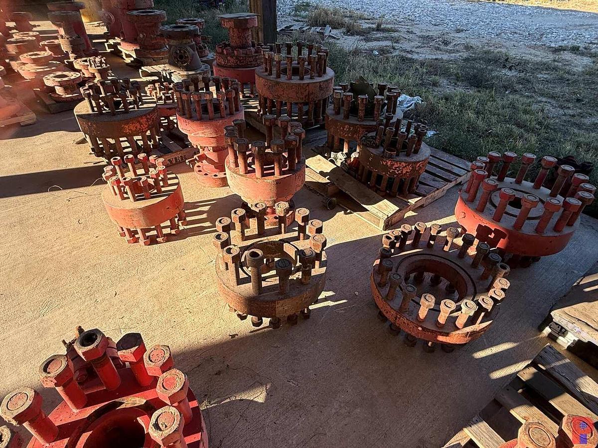 Used (3) PALLETS & FLOOR SECTION OF (14) WELL HEAD 7-1/16” - 11-1/8” STUDDED ADAPTERS,  SPOOLS
