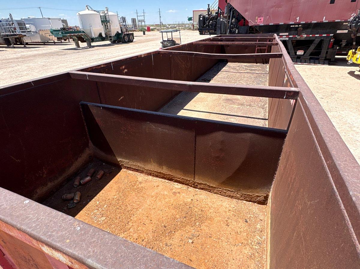 Used 34’ x 8’ x 4’ open top fluid tank, skidded