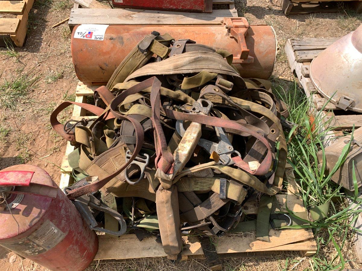 Used Pallet of Safety Harnesses and 4” Kelly Kan Mud Bucket