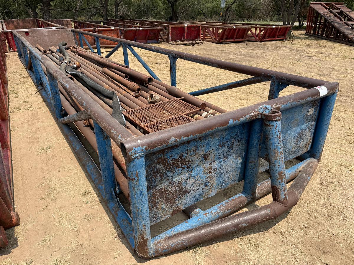 Used 40’L x 8’W x 3’H SKIDDED PIPE TUB W/ DRILL PIPE