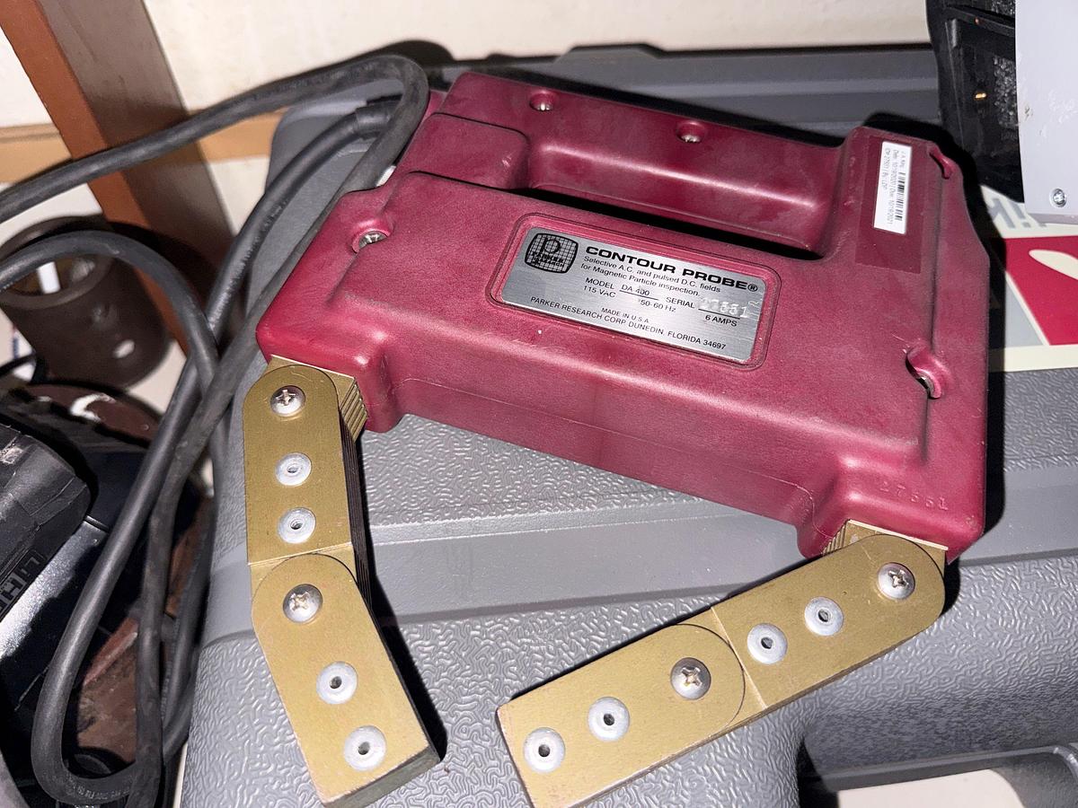 Used SECTION W/ DIGITAL COMPONENTS, PARKER 1115VAC MPI TESTER, KING PORTABLE BRINNEL, FLYMARKER, SPI HARDNESS TESTER