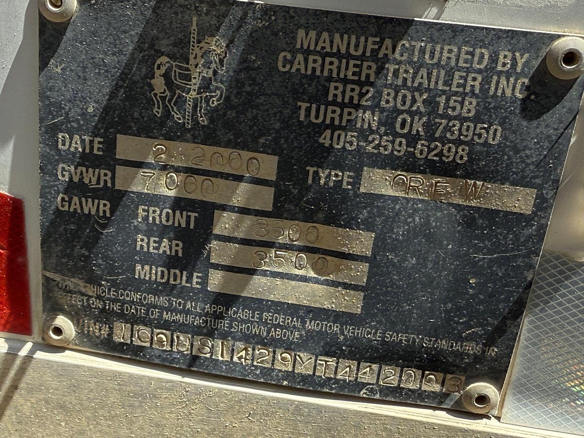 Used 2000 CARRIER TRAILER 14’x7’ T/A DOGHOUSE BP TRAILER
