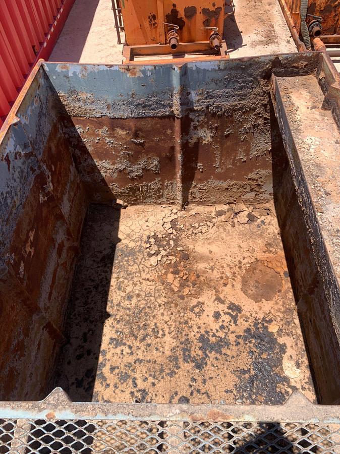 Used 21’ L x 9’ W x 8’ T 115 Bbl Open Top Skidded Tank