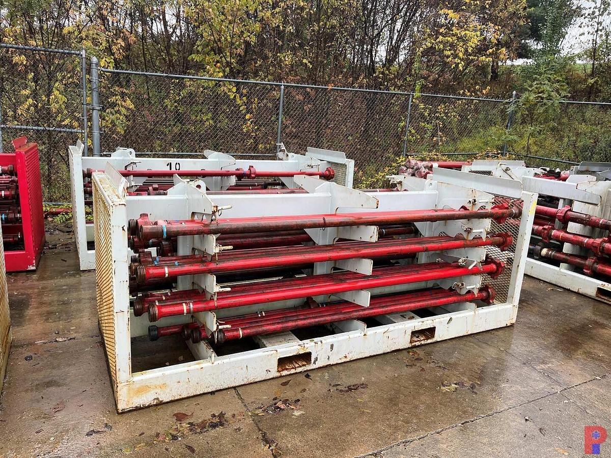 Used (42) JTS. OF TESTED 2” 1502 15K WP FLOW IRON W/ TRANSPORT RACK