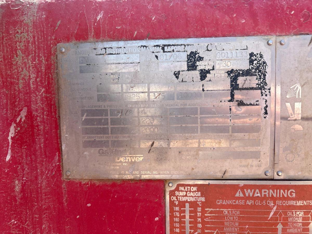 Used Gardner Denver PAH triplex pump, skidded
