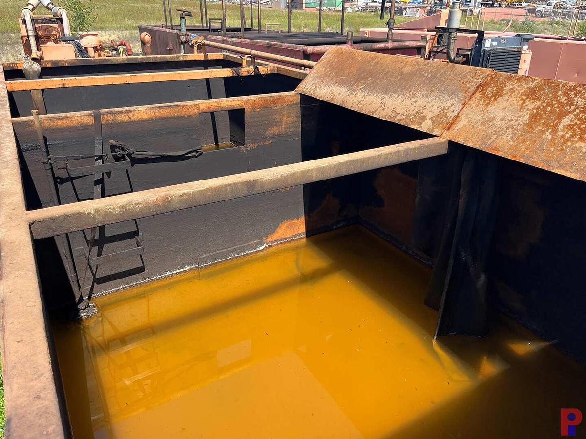 Used 20’ X 10’ X 5’  MUD TANK W/ GAS BUSTER FLOW IRON & RACKS