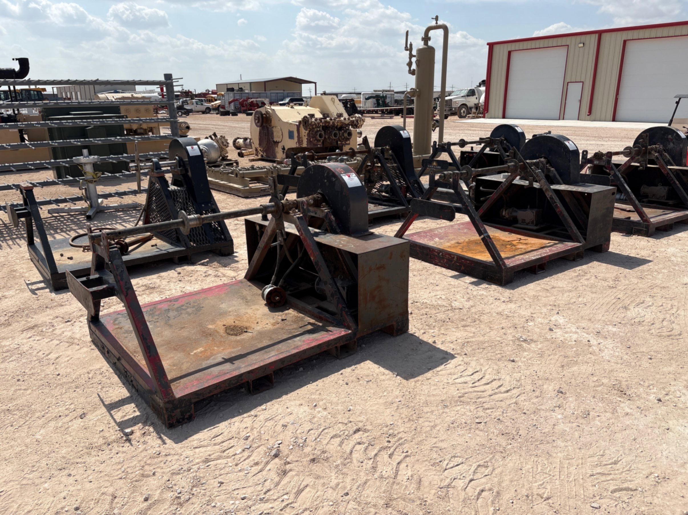 Used (3) 6’ x 5’ pneumatic powered wireline spooling skids