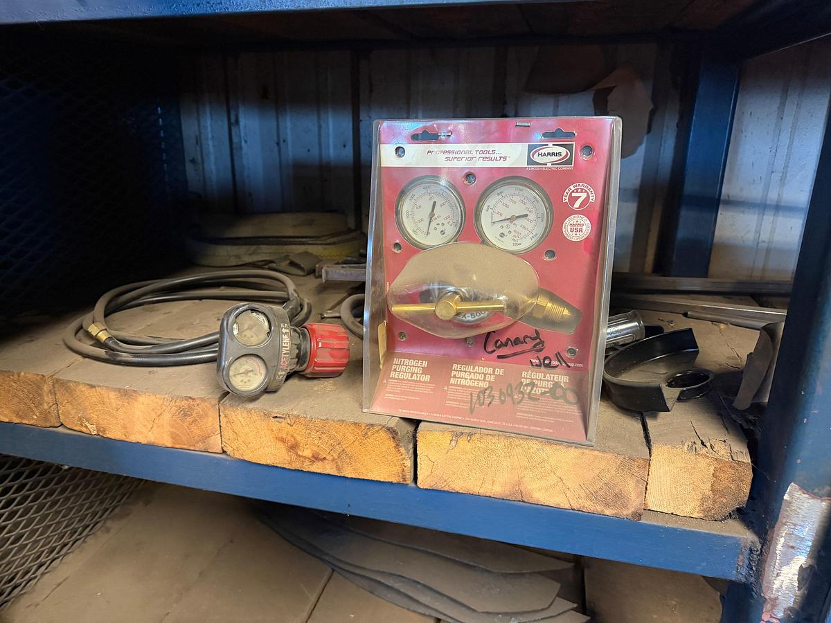 Used (13) Shelves w/ welding related tools, wire & power tools