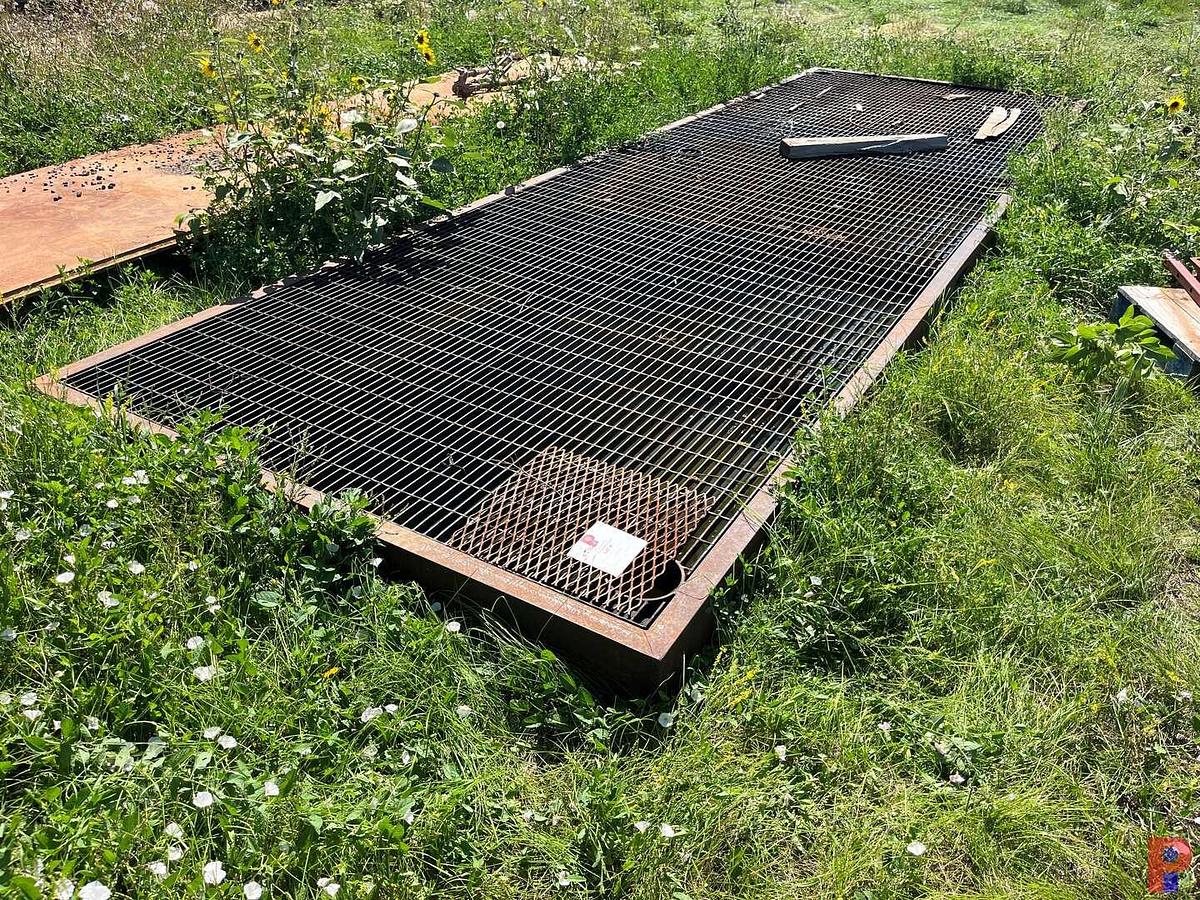 Used 20’ X 8’ X 8” STEEL CONTAINMENT PAN W/ EXPANDED METAL TOP
