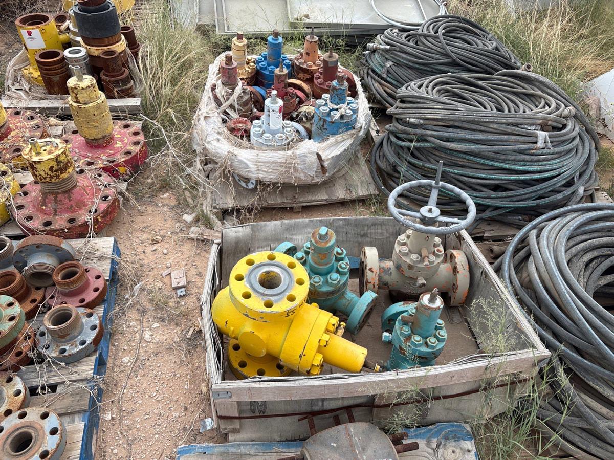Used (10 pallets) of valve bonnet flanges, blind flanges, 2-1/16” gate valves, etc.
