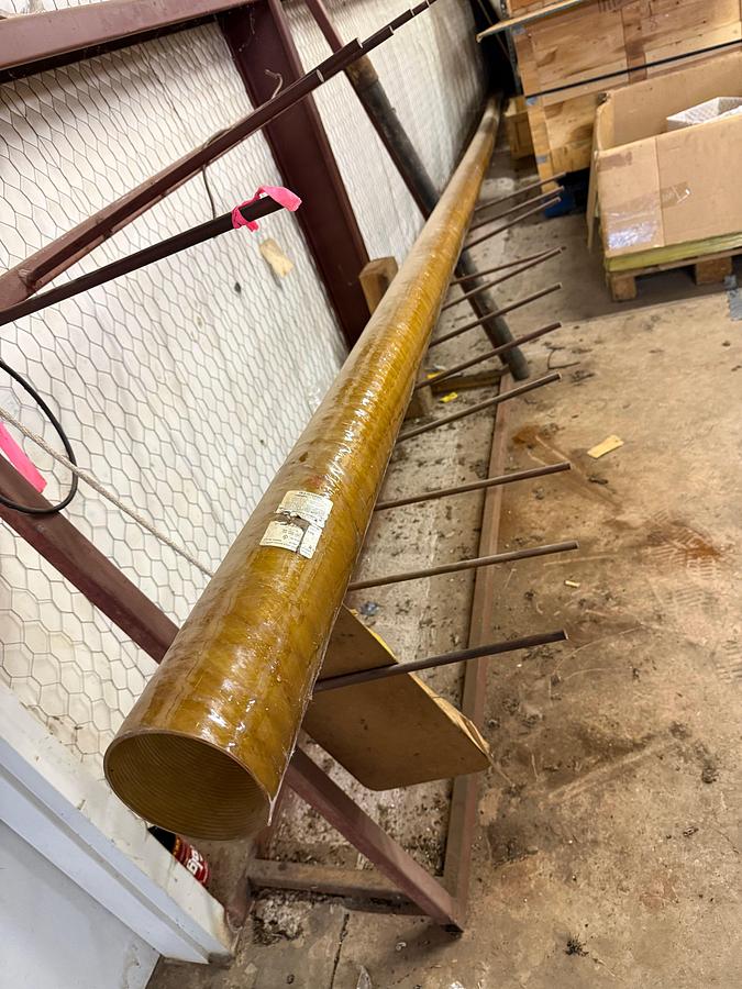 Used LOT W/ (1) UNUSED 4" X 20' RED THREAD FIBERGLASS PIPE & (1) 6" X 15' GRAY PVC PIPE