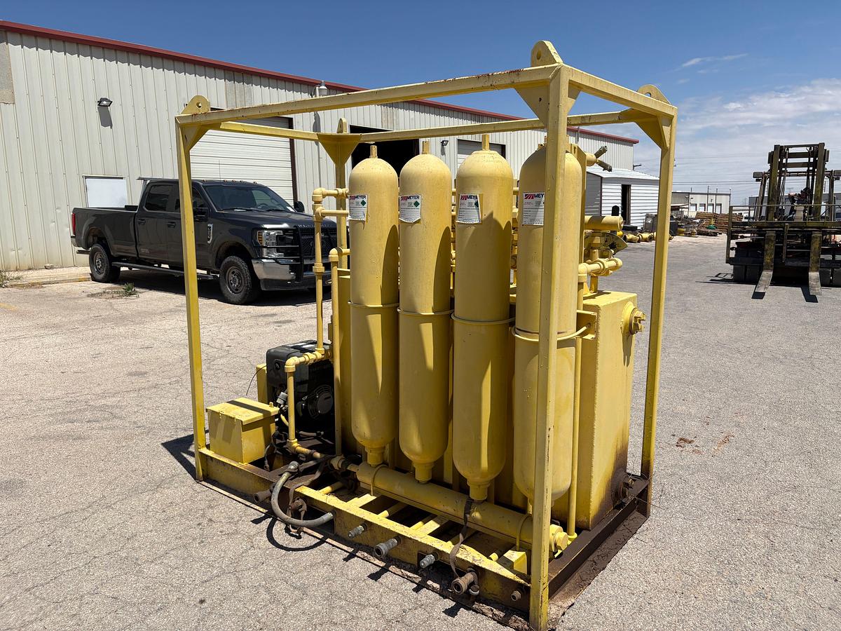 Used Meyer 4-station closing unit, skidded