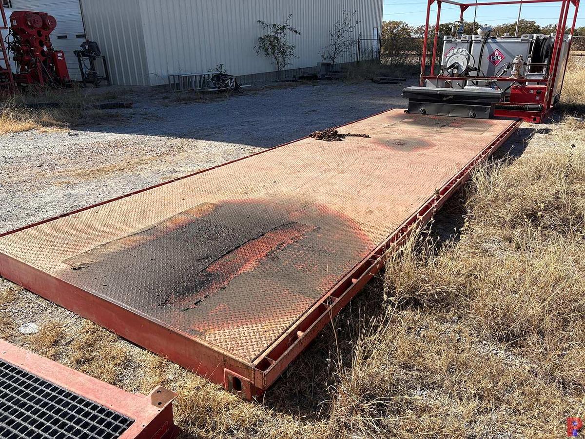 Used 26.6’ X 8.4’ HD STEEL DIAMOND PLATED TRANSPORT SKID