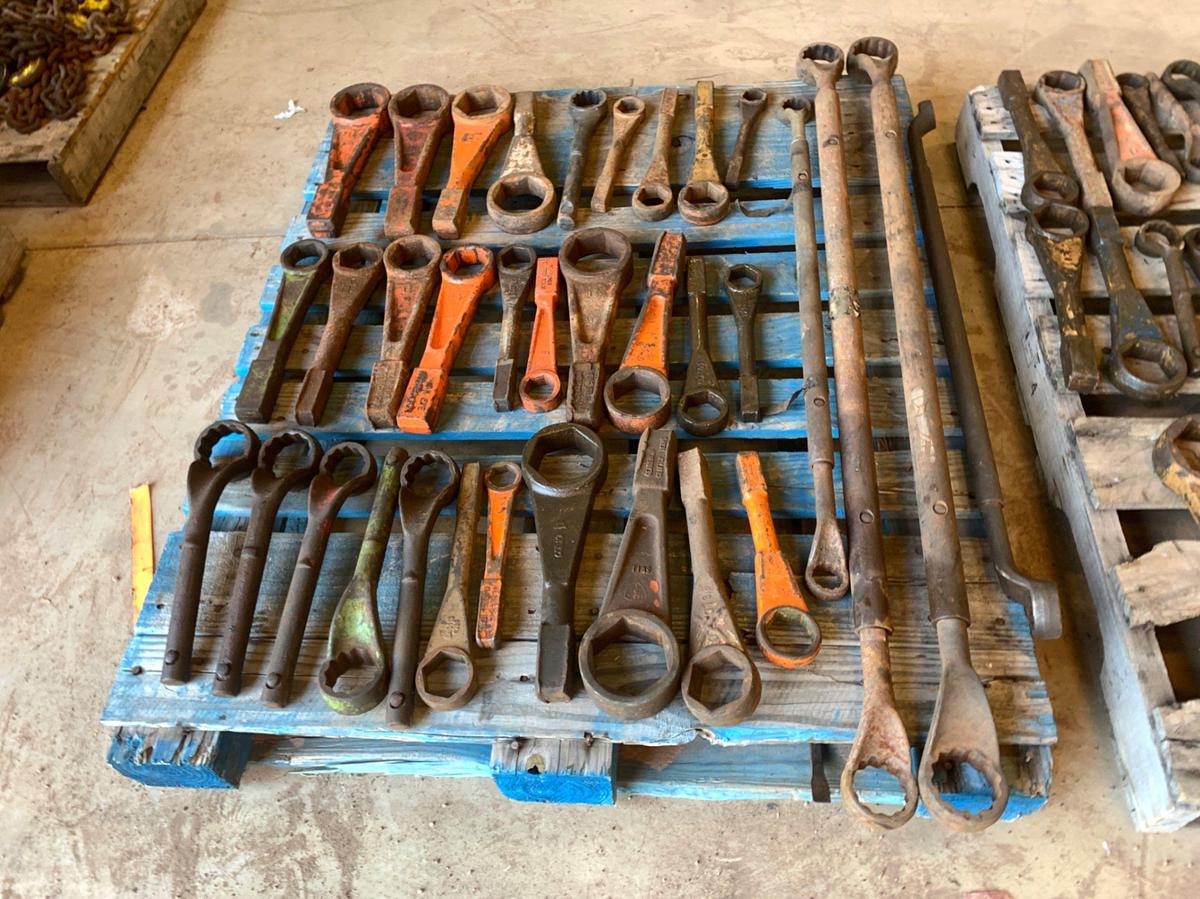Used 3 Pallets of Hammer Wrenches 3/4 to 1-7/8, and Pipe Wrenches 10” to 36”