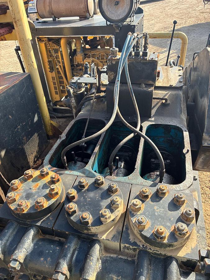 Used GARDNER DENVER TEE 5K TRIPLEX WELL SERVICE PUMP P/B CATERPILLAR 6-CYL ENGINE, SKIDDED