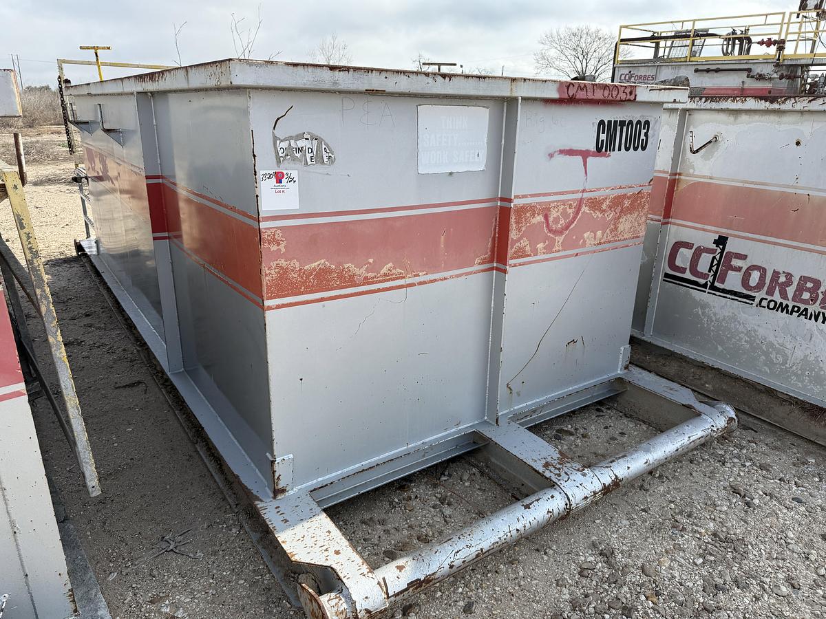 Used 15’ X 7’ X 5’ 3-COMP CEMENT MIXING TANK W/ CATWALK, PORCH,& AIR VALVES