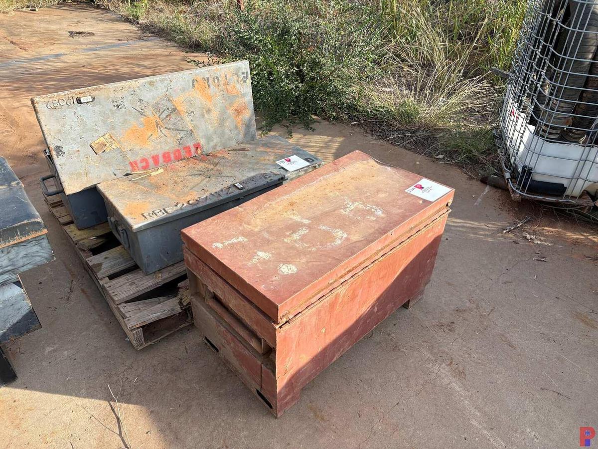 Used (2) 39” X 16” X 11” TOOLBOXES & (1) 3’ X 20” X 24” JOB BOX