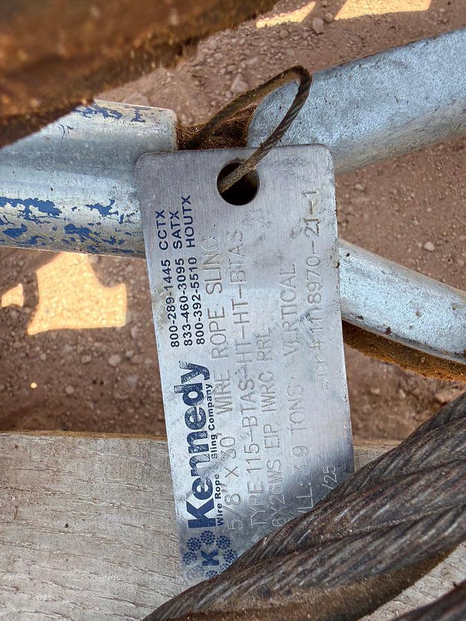 Used (4) PALLETS OF 5/8” x 50’ WIRE ROPE SLINGS W/ SWIVEL HOOKS