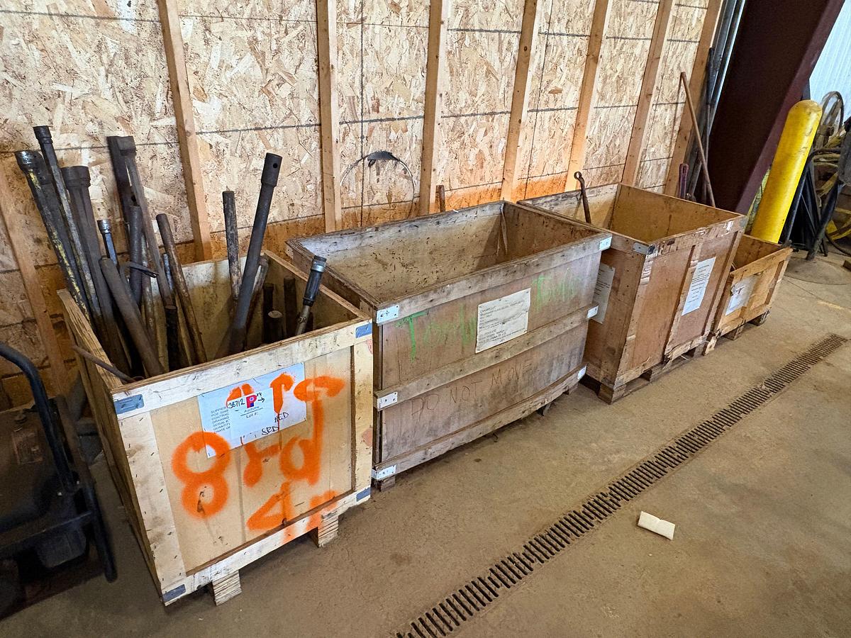 Used (4 crates) w/ hammers, hammer wrenches, pipe wrenches, and other misc. hand tools
