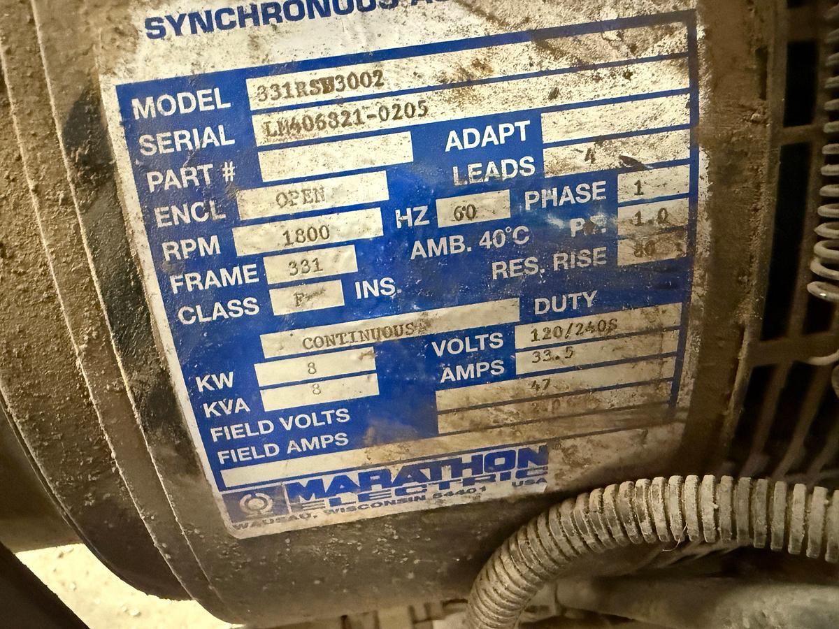 Used MARATHON 8-KW GENERATOR P/B YANMAR 3-CYLINDER DIESEL ENGINE