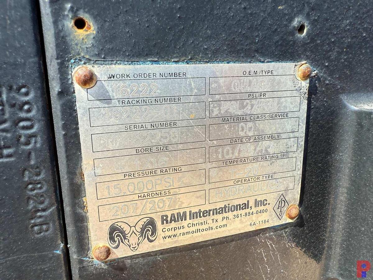Used 2017 RAM INTERNATIONAL 4-1/16” 15K WP QUAD HYDRAULIC BOP