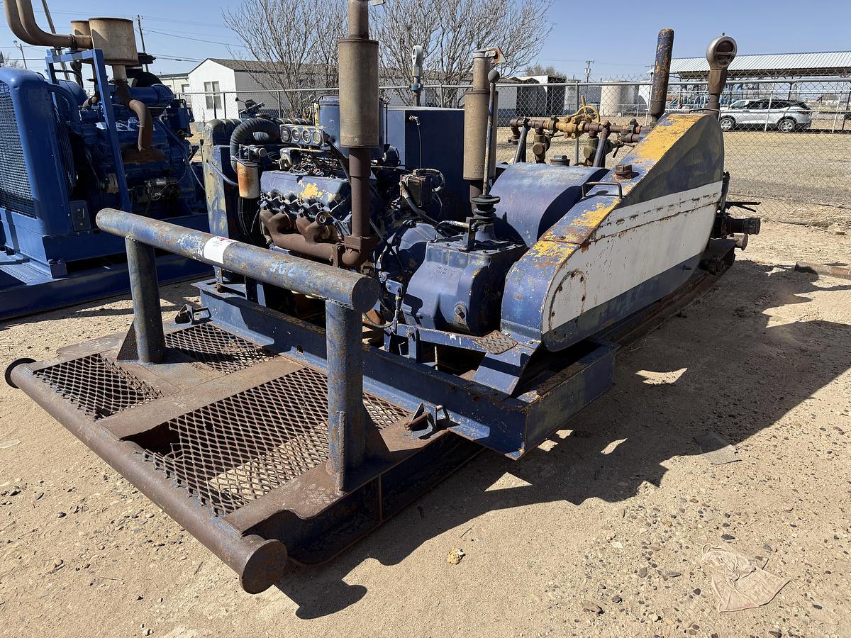 Used GARDNER DENVER FCFCCAD 4-1/2 X 8 5K WP DUPLEX WELL SERVICE PUMP P/B CATERPILLAR 3208 210HP, SKIDDED