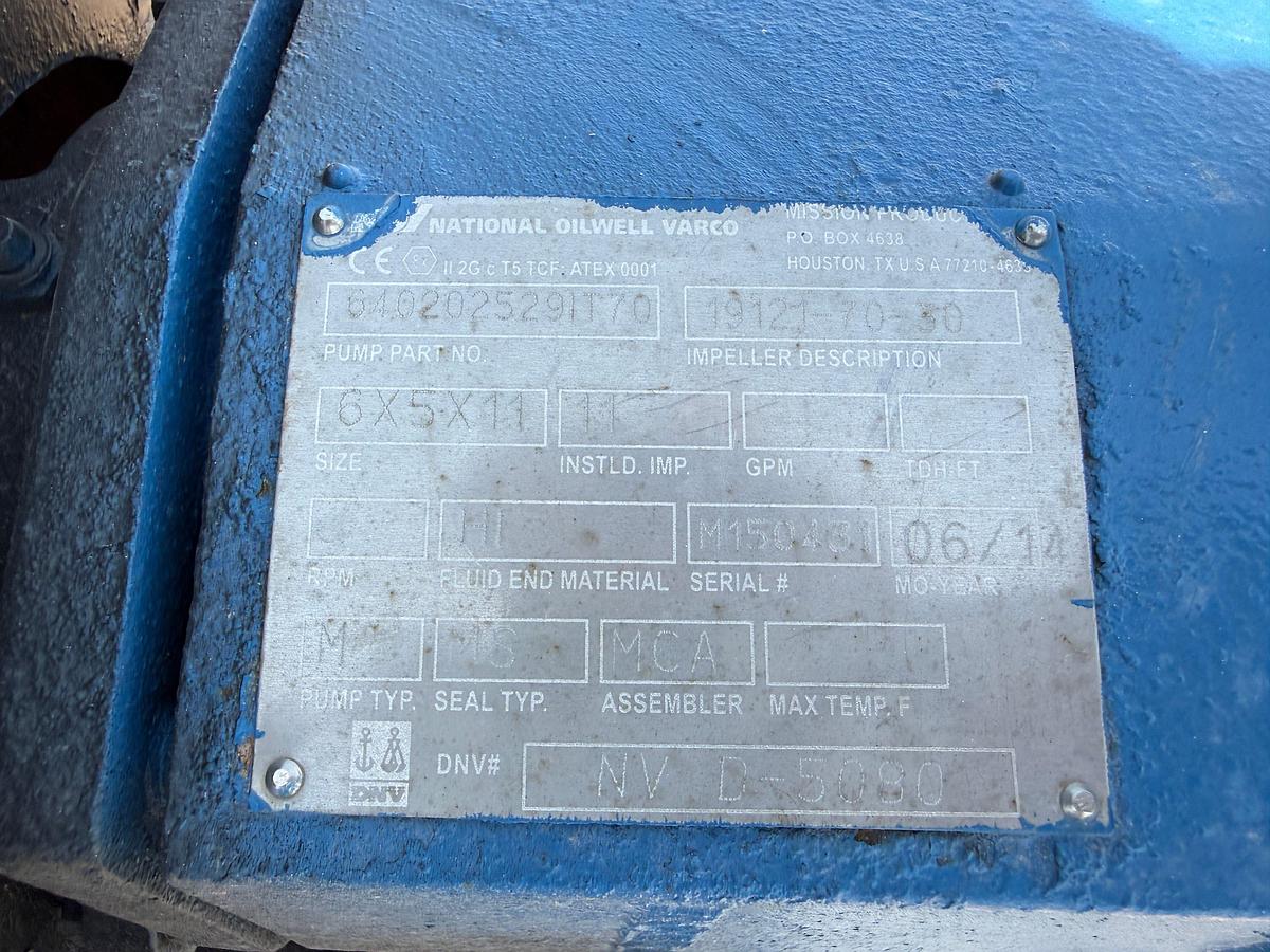 Used MISSION MAGNUM 6x5x11 CENTRIFUGAL PUMP P/B 50-HP ELECTRIC MOTOR