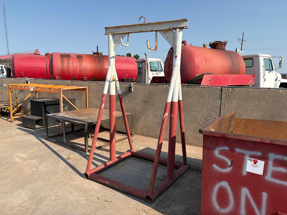 Used 4’ x 4’ x 7.5’ A-frame rack & 6’ x 5’ x 3.5’ self dumping hopper