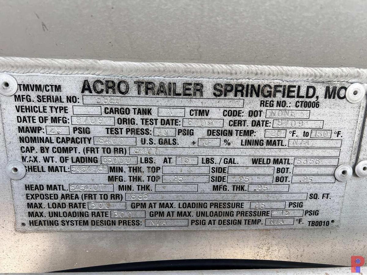 Used 2009 ACRO TRI-AXLE W/ TAG AXLE 200BBL ALUM. VACUUM TRAILER