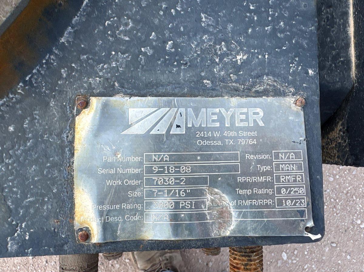 Used Meyer 7-1/16” 3K double manual BOP