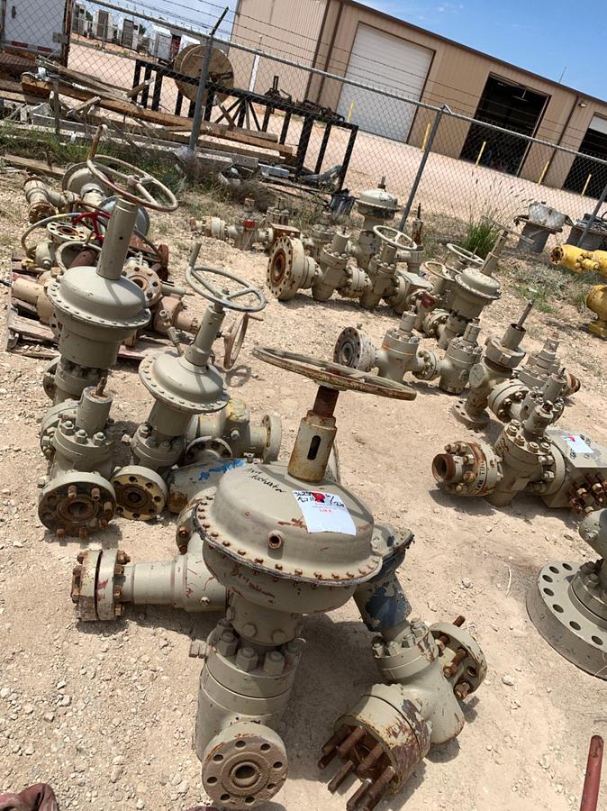 Used (11) Assorted Fluid Crosses w/ Plug Valves and Pneumatic Actuators